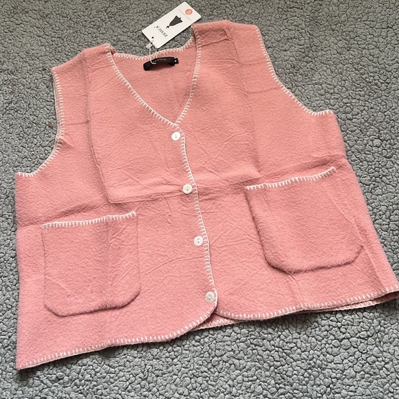 NWT ZESICA Womens Sleeveless Sweater V Neck Knit Button Down Vest - Picture 6 of 9